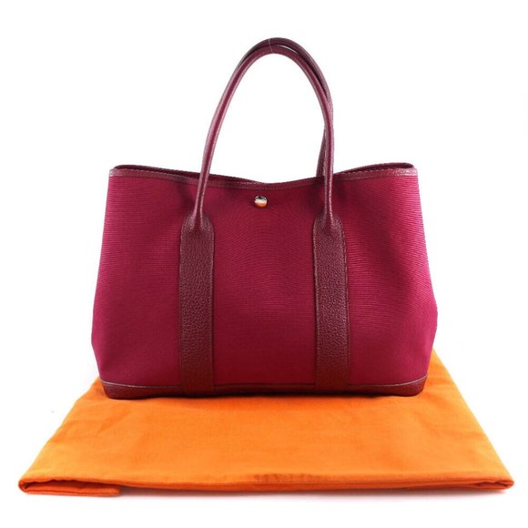 HERMES Garden party PM Handbag Red Towar Officier Women - Picture 1 of 16